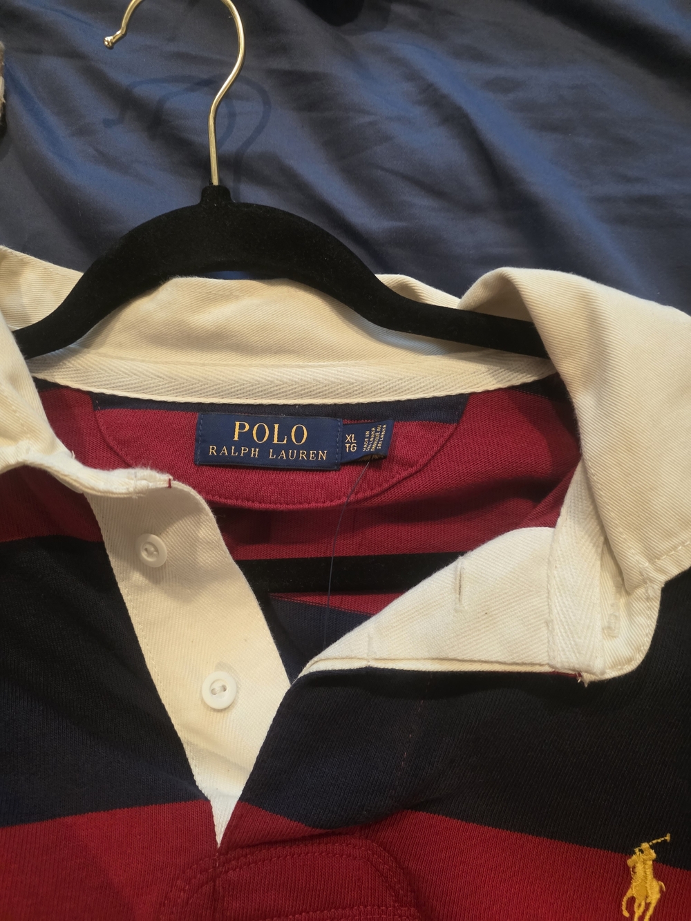 Polo by Ralph Lauren Men's Red & Navy Striped Rugby Shirt - Picture 5 of 5